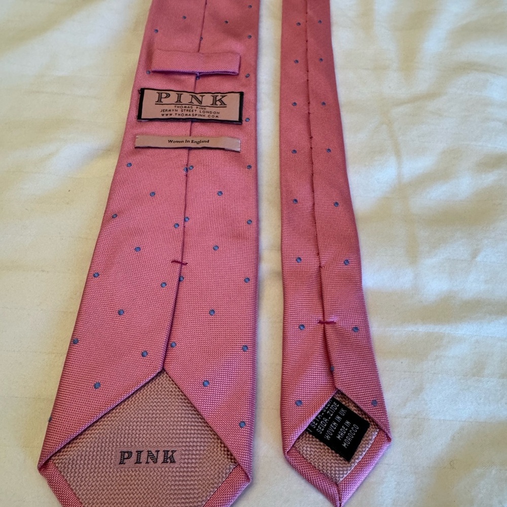 PINK Tie with Blue Microdots